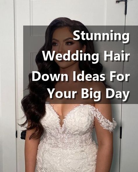 Looking for the perfect wedding hairstyle? Check out these stunning wedding hair down ideas for your big day. From loose waves to elegant curls, these styles are sure to make you feel like a princess. Whether you're going for a boho-chic look or a classic vibe, these wedding hair down ideas will have you feeling beautiful and confident as you walk down the aisle. Say "I do" to gorgeous hair on your special day! Relaxed Wedding Hair Down, Relaxed Half Up Wedding Hair, Relaxed Bridal Hair, Wedding Hairstyles Half Up Half Down Old Hollywood, Voluminous Bridal Hair Half Up Half Down, Down Do Wedding Hair, Bridal Down Hairstyles, Hair Down Styles, Rock Your Hair