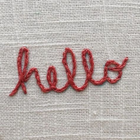 Handwriting Embroidery Stitches, Embroidered Names Hand Embroidery, H Embroidery Letter, Embroidery Handwriting, Simple Embroidery Designs For Beginners, Knitting Embellishments, Crochet Words, Words Embroidery, Embroidery Words