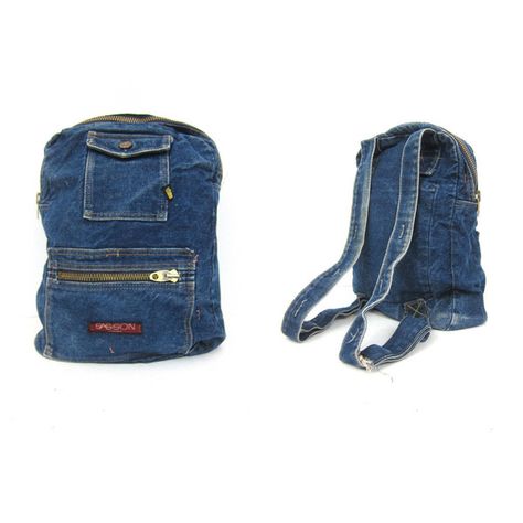 80s Backpack, Jean Azul, Backpack Vintage, Denim Backpack, Prom Dresses With Pockets, Vintage Backpacks, Jeans Bag, 90s 80s, Zipped Bag