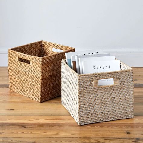 Modern Weave Storage Bins Woven Hamper, Storage Cubby, Harvest Basket, Kallax Ikea, Cube Storage, Storage Bin, Cubbies, Storage Bins, West Elm