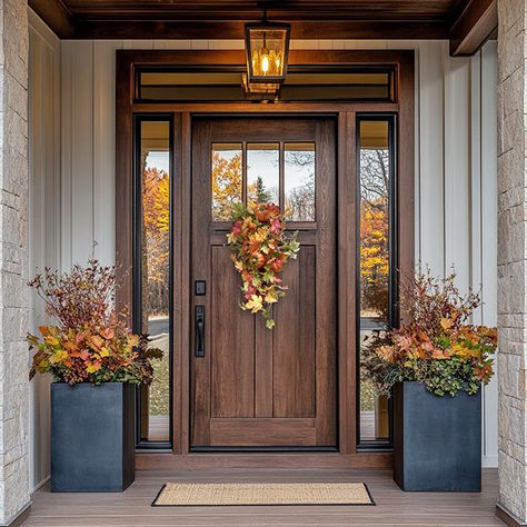 As the crisp autumn air begins to roll in, there’s nothing like the warm embrace of fall decor to welcome the season into your home. Imagine stepping onto your porch, a cup of hot cider in hand, and being greeted by the vibrant colors of fall, perfectly captured by this Faux Foliage Fall Swag. It’s the perfect way to say hello to fall and all the coziness it brings. Lifelike Design: Crafted with attention to detail, this swag features an array of faux autumn leaves in rich reds, oranges, and yel Front Fall Decor, Fall Floral Arrangements Front Porch, Washtub Fall Decor Ideas, Front Of House Fall Decor, Fall Porch Flower Arrangements, Outside Porch Fall Decor, Unique Fall Front Porch Decor, Fake Plants Outside Front Porches Fall, Entry Way Fall Decorations