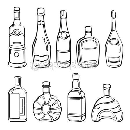 Stock The Bar Party, Beer Bottle Art, Cd Cover Design, Bottle Drawing, Old Paper Background, Bottle Tattoo, Unique Stamps, Hand Drawn Vector Illustrations, Alcohol Bottles