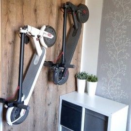 Creative Office Design, Scooter Storage, Scooter Shop, House Storage, Creative Office, Entryway Storage, Bike Storage, E Scooter, Balcony Ideas