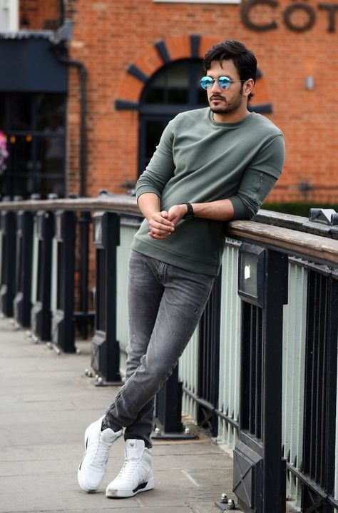 Stylish Photo Pose For Men, Photography Poses For Men Outdoor Indian, Model Male Poses, Man Photo Pose Style, Male Poses Photography, Male Photoshoot Ideas, India Boy, Akhil Akkineni, Male Portrait Poses