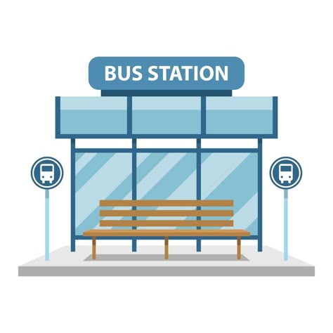 Bus station vector design illustration isolated on white background Bus Station Drawing, Bus Stop Illustration, Bus Station Design, Bus Illustration, Terminal Bus, Community Places, Whatsapp Theme, Bus Art, Front Door Design Wood