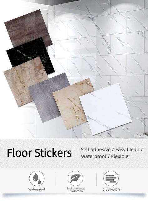 Decoration Marble Floor Stickers | Pvc Floor Tile Marble Adhesive - 10pcs Waterproof - Aliexpress Self Adhesive Floor Tiles, Marble Vinyl, Pvc Floor, Tiles Marble, Tiles Floor, Pvc Flooring, Floor Stickers, Vinyl Tiles, Marble Floor