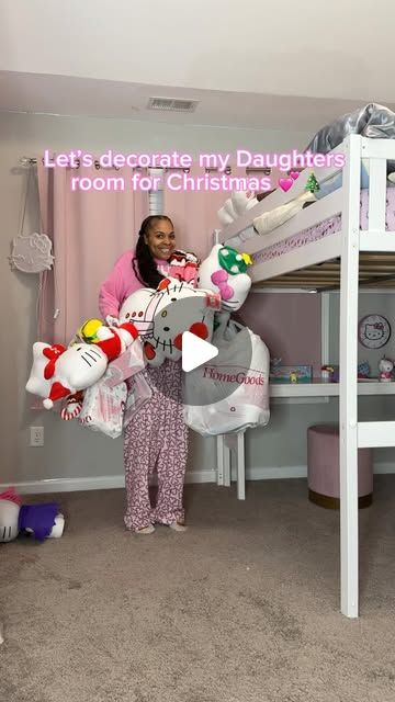 Londyn - Kid Influencer | Content Creator on Instagram: "It’s a PINK Hello Kitty Christmas Ya’ll 💕🎀😍 

Shoutout to @dvndsgns for this cuteeeee Hello Kitty Snowman Rug ☃️😍🔥 🥰

P.S. Christmas Tree loading 🥰 stay tuned 😏😉 

#homedecor #exploremore #roommakeover #pinkchristmas #christmasdecor #christmasbedroom #decoratewithme #holidaydecor" Pink Hello Kitty Christmas, Hello Kitty Christmas Tree, Hello Kitty Rooms, Kitty Christmas, Hello Kitty Christmas, Christmas Living Rooms, Pink Hello Kitty, Daughters Room, Christmas Bedroom