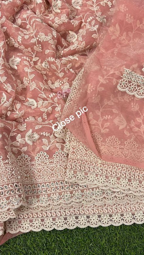 🦋Beautiful Designer Collection Of Chikankari Rolex Zari Kaddi Chiffon Sarees With Rich Cut Work Designed Borders and Pallu …With Blouse🦋 Khadi chiffon sarees are made by blending khadi and chiffon fabrics, resulting in a unique combination of the two fabrics. These sarees are known for their delicate, sheer look and soft texture, which makes them comfortable to wear for long hours. #dfeminineshoppeestore DM for orders!!!!!!!. Chiffon Sarees, Long Hours, Chiffon Saree, Cut Work, Soft Texture, Chiffon Fabric, Soft Textures, Designer Collection, Blending