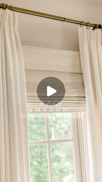 Kinsey Walsh | Home Decor • Design on Instagram: "✨Luxe for Less Custom Roman Shades FAQs ✨  🔗 Comment SHOP for links or find them in my Amazon Storefront (under photos)  These beautiful Roman Shades are customizable in length/width/mount/lining/color! Thank you to @twopagescurtains for gifting me these Roman Shades!  🔸Bay Window Roman Shade Details🔸  One (middle big window): 🔹 Marble White Cordless Bamboo 🔹 Outside Mount 🔹 50in Width x 70in Length 🔹 Blackout Liner 🔹 No edge binder  Two (small side windows): 🔹 Marble White Cordless Bamboo. I’ve also added a link to grab a swatch book to help you decide which color to get!  🔹 Outside Mount 🔹 26in Width x 70in Length 🔹 Blackout Liner 🔹 No edge binder  I hung the shades 7 in above my window to make my windows appear taller.   #ho Roman Shade With Curtains, Roman Shades And Curtains Together, Roman Blinds And Curtains Together, Roman Shades With Curtains, Bay Window Roman Shades, Roman Shades Bedroom, Sunroom Window Treatments, Outside Mount Roman Shades, Small Window Treatments