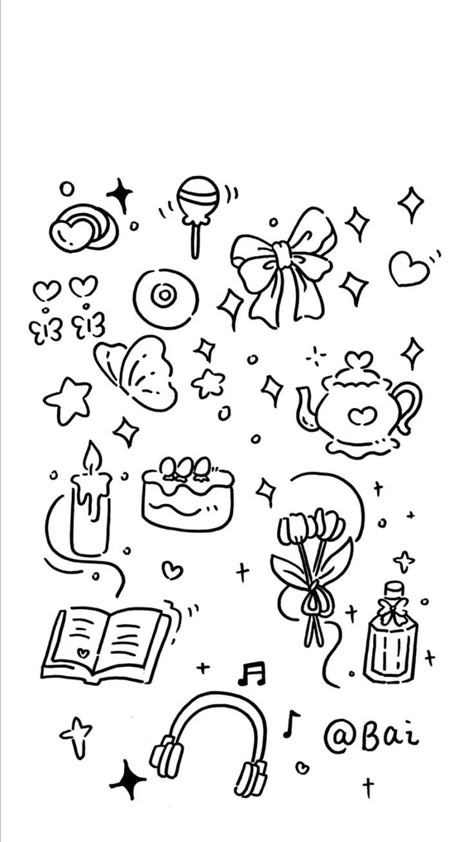 Black And White Doodles Aesthetic, Drawing Ideas Easy Doodles, Mini Doodle, Cute Easy Doodles, Easy Doodles, Bullet Journal Diy, Drawing Ideas Easy, Small Drawings, Easy Doodle Art