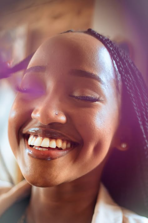 Pure Joy Photography, Black Woman Joy, Black Joy Aesthetic, August Manifestation, Woman Smiling Photography, Happy People Photography, Smiling Black Woman, Joyful Aesthetic, Natural Hair Brown