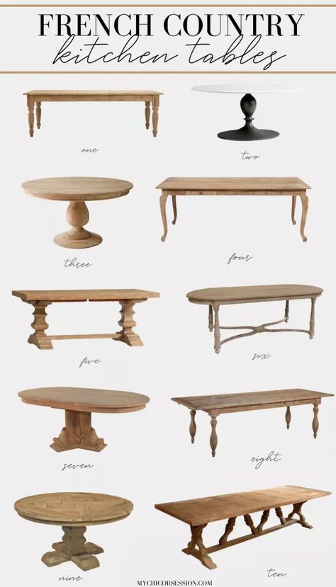 If you love French countryside dining areas, you will absolutely need French Country kitchen tables to achieve the rustic and charming look Modern French Country Dining Room, French Country Kitchen Table, Country French Dining Room, French Countryside Kitchen, French Provincial Dining Table, Formal Dining Room Decor, Whitewash Dining Table, Kitchen Table Decorations, French Country Dining Room Decor