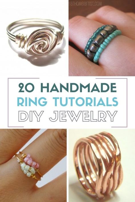 20 Handmade Ring Tutorials: DIY Jewelry | Easy DIY Craft Tutorial Idea | Unique | Wire | Beads | Metal | How to Make Diy Friendship Jewelry, How To Add Charms To Bracelets, Ring Blanks Diy Jewelry Making, Diy Jewelry Unique Wire, Diy Metal Bracelets, Easy Wire Bracelet, Diy Jewelry Tutorials Step By Step, Diy Wire Bracelet Tutorials, Diy Metal Rings