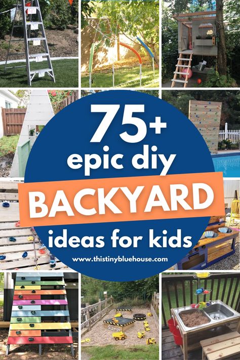 Diy Backyard Ideas For Kids, Backyard Ideas For Kids, Diy Outdoor Toys, Kid Friendly Backyard, Outdoor Kids Play Area, Diy Backyard Ideas, Backyard Design On A Budget, Kids Yard, Backyard Toys