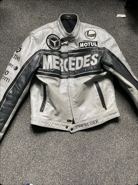 F1 Leather Jacket, Racecar Jacket Outfits, F1 Racing Jacket, Glyndon King, God Of Malice, F1 Merch, Vintage Racing Jacket, Racer Jackets, Unique Streetwear