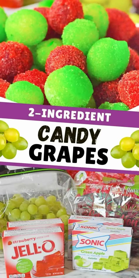 Grape Snacks, Candied Grapes Recipe, Candied Fruit Recipes, Candied Grapes, Cotton Candy Grapes, Candy Grapes, Jello Flavors, Sugared Grapes, 2 Ingredient Recipes