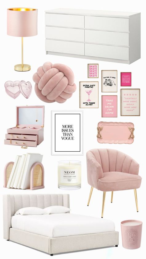 Room Decor Ideas White And Pink, Classy Bedroom Decor Ideas, Light Pink Room Inspo Aesthetic, Aesthetic Bedroom Pink And White, Girls Pink And White Bedroom Ideas, Pink And White Dorm Room Decor, Cute Bedroom Ideas Pink And White, White And Pink Bedroom Decor, White And Pink Aesthetic Room