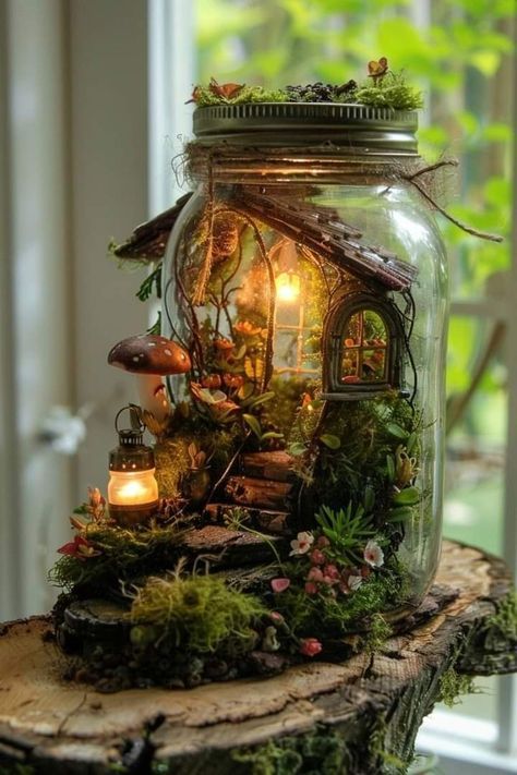 Diy Fairy House, Fairy House Crafts, House Lamp, Toilet Paper Tube, Creative Mom, Fairy Garden Crafts, House Crafts, Old Boxes, Diy Fairy