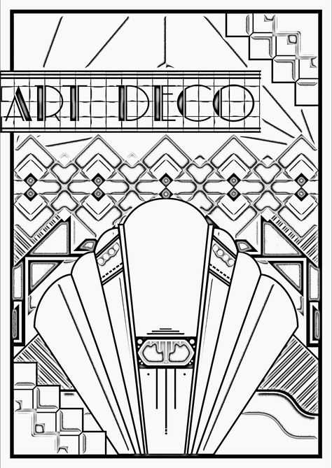 Art deco posterFrom the gallery : Art Deco Art Deco Architecture Drawings, Art Deco Coloring Pages, Art Deco Sketch, Art Deco Drawing, Coloring Adult, Architecture Art Nouveau, Art Deco Motifs, Illustration Art Nouveau, Art Deco Color