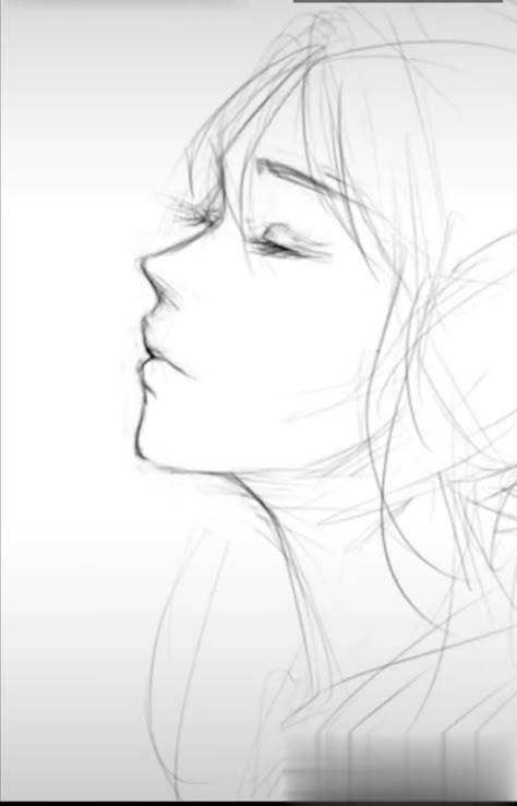 Female Side Profile Drawing Reference Face, Side Profile Drawing Woman Face Anime, Female Drawing Side View, Female Face Sketch Simple, Art Reference Female Face, Face Side View Drawing Tutorials, Women’s Side Profile Drawing, Side Profile Drawing Tutorial Anime, Side Faces Sketch