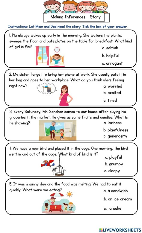 Making Inferences Worksheet, Inferencing Activities, Inference Activities, Formative And Summative Assessment, Homework Activities, Reading Assessment, 4 Grade, Making Inferences, Wh Questions