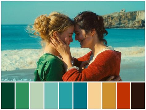 Cinema Magic on Instagram: “The beauty of “Portrait of a Lady on Fire” (2019)! Follow my second page @colorpalette.cinema for more ❤️ The film was shot in 8k. Céline…” Cinematic Color Palette, Cinema Palettes, Film Palette, Aesthetic Instagram Reels, Seeds Color Palette, Colour Wheel Theory, Celine Sciamma, Color In Film, Movie Color Palette