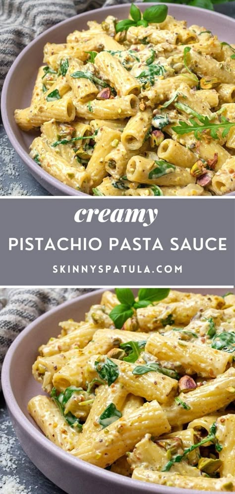 Fall Pesto Pasta, Sauceless Pasta Recipes, Pasta With Nuts Recipe, Pistachio Cream Pasta, Pasta With Pistachio Sauce, Pasta With Pistachios, Pistachio Recipes Dinners, Pistachio Vegan Recipes, Chicken Pistachio Recipes