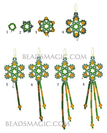 Free pattern for earrings Marcela | Beads Magic Seed Bead Tutorials, Beads Magic, Anting Manik, Beaded Necklace Patterns, Beaded Earrings Tutorials, Beaded Earrings Diy, Seed Bead Patterns, Bead Weaving Patterns, Beaded Jewelry Tutorials