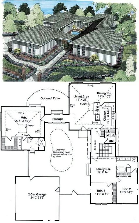 House Plans Courtyard, Multigenerational House Plans, Multigenerational House, 3d Floor Plans, 3d Floor Plan, Courtyard House Plans, Sims House Plans, Sims House Design, 3d Floor