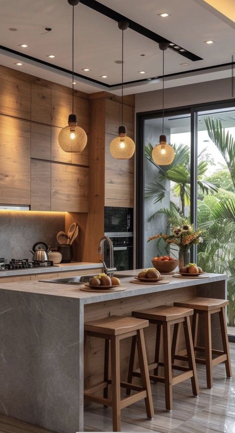 Counter Top Aesthetic, Nature Inspired Home Design, Contemporary Rustic Kitchen, Dapur Skandinavia, Amazing Kitchens, Model Dapur, Kabinet Dapur, Kitchen Island Decor, Scandinavian Kitchen