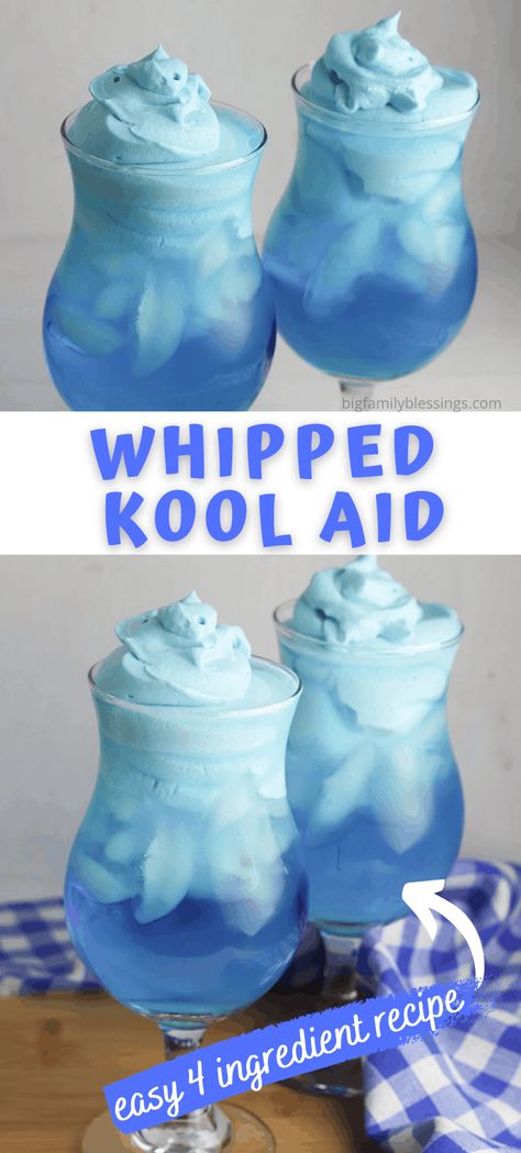 Whipped Kool Aid Frozen Slushies With Alcohol, How To Make Whipped Koolaid, Whipped Koolaid Drink, Kool Aid Slushie, Koolaid Punch Recipes, Kool Aid Drinks, Whipped Koolaid, Cute Drinks To Make, Fun Kid Drinks