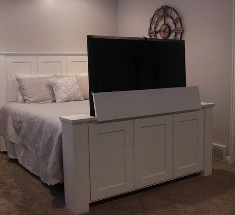 The Hartford TV Bed - Wildwood Functional Furniture Bedroom Tv Stand Ideas, Hidden Tv Bedroom, Tv In Bedroom Ideas, Bed With Tv, Tv Bed Frame, Tv Stand Ideas, Matching Bedroom Set, Bedroom Tv Stand, Tv Bed