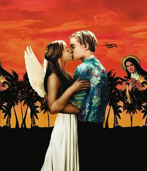 ‘Romeo + Juliet’, October 1996 Romeo And Juliet Leo, Romeo Costume, Romeo And Juliet Leonardo, Movie Couples Costumes, Romeo + Juliet Aesthetic, Romeo And Juliet 1996, Romeo And Juliet Costumes, Romeo And Juliet Poster, Leonardo Dicaprio Romeo