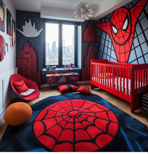 Spider Man Bedroom Ideas, Spiderman Room Decor, Spiderman Bedroom, Spiderman Room, Marvel Room, All Spiderman, Toddler Boy Room Decor, Boy Toddler Bedroom, Spiderman Theme