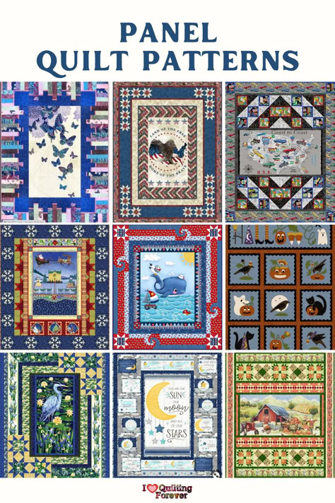 Baby Quilt Panels, Japanese Quilt Patterns, Panel Quilt Patterns, Fabric Panel Quilts, Japanese Quilts, Patriotic Quilts, Beginner Quilt Patterns, Quilt Border, Free Quilt Patterns