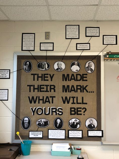 History Class Bulletin Boards, History Decorations Classroom, Middle School Social Studies Bulletin Board Ideas, Future Leaders Bulletin Board, History Classroom Decorations Ideas, High School Class Decor Classroom Ideas, History Posters Classroom, Social Science Classroom Decor, School Pin Board Ideas