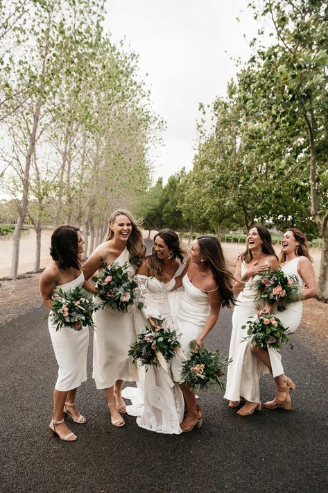 White Lace Gown, River Wedding, White Bridesmaid, Margaret River, All White Wedding, White Bridesmaid Dresses, Hawaiian Wedding, The Maids, Wedding Mood