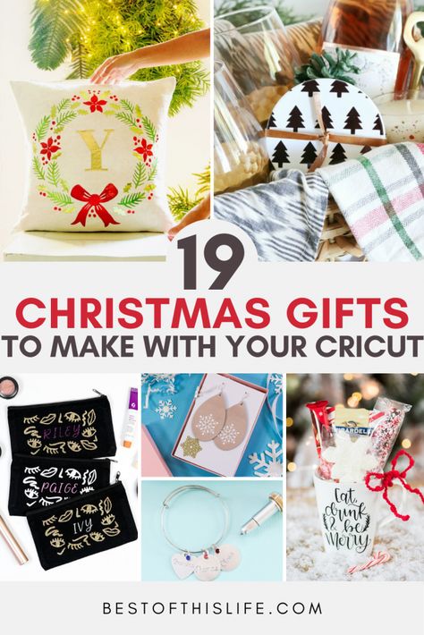 crictut christmas gift ideas tea towels, farmhouse pillow, christmas mug Cricut Christmas Gifts, Wood Blocks Christmas, Unique Homemade Gifts, Homemade Christmas Gift, Diy Makeup Bag, Money Savvy, Christmas Gifts For Family, Diy Monogram, Cocoa Christmas