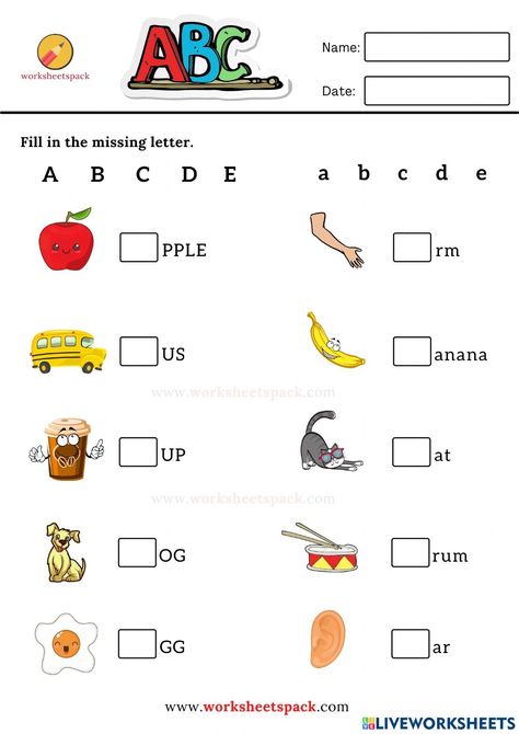 The alphabet online worksheet for Kindergarten. You can do the exercises online or download the worksheet as pdf. English Abc Worksheet, Kg1 Worksheets English Alphabet, Grade 1 Alphabet Worksheets, Abc For Kindergarten, U Kg English Worksheet, Activities On Alphabets For Preschoolers, Missing Alphabet Worksheets Kindergarten, Alphabet Activity For Toddlers, Kg 2 Worksheets