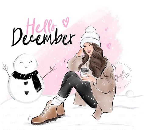 Boss Lady Planner, A December To Remember, December To Remember, Happy December, Hello December, Calendar Girls, Door Decorations Classroom, Illustration Art Girl, Hello Winter