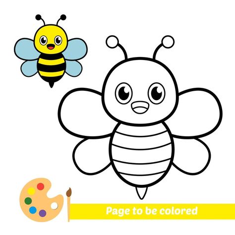 Coloring book, bee vector image Coloring Animals For Kids, Honeybee Drawing, Drawing Tracing, Kids Colouring Printables, Bee Vector, Background Book, Coloring Canvas, Bee Coloring Pages, Free Kids Coloring Pages