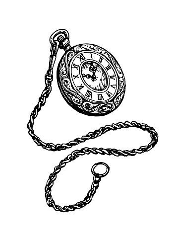 Vintage Pocket Watch Drawing, Pocket Clock Drawing, Orv Pocket Watch Drawing, Stop Watch Drawing, Pocket Watch Drawing Sketches, Pocket Watch Painting, Watch Illustration Design, Pocket Watch Sketch, Antique Sketches