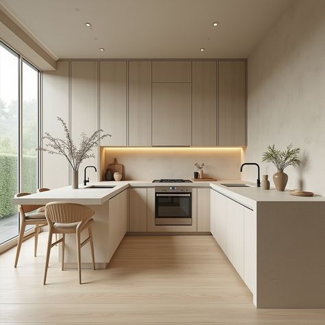 21 Timeless Beige Kitchen Cabinet Color Ideas For Any Style Kitchen Ideas Greige, Moca Colored Kitchen, All Beige Kitchen, Matt Beige Kitchen, Modern Taupe Kitchen Cabinets, Beige Kitchen With Island, Cashmere Colour Kitchen, Beige Kitchen Interior, All Cream Kitchen