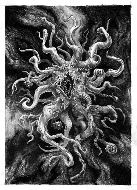 Grunge Designs, Cthulhu Tattoo, Lovecraft Monsters, Lovecraft Art, Yog Sothoth, Dream Song, Lovecraftian Horror, Monster Ideas, Eldritch Horror