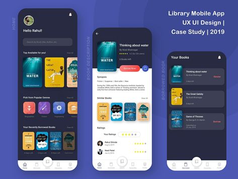 Hi guys,  Here is the UI design for library book borrow app. This project was done just for UX UI Practice and fun.  Why this project? Currently all libraries does this process manually, but what if we make an app where user can keep track of all the books he/she borrowed and also search for available books in the library. We can also manage and track our profile. Library App Design, Book App Design, Book App Ui, Statistics App, Student App, Ux Design Mobile, Library App, Ui Ux 디자인, App Design Layout