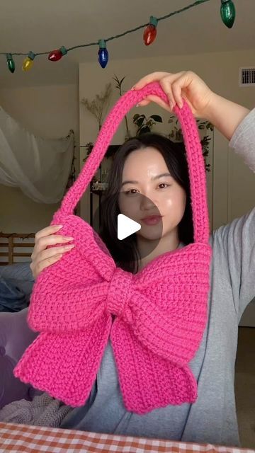 497K views · 58K likes | Biyabimi on Instagram: "This is the crochet bow bag in Barbie pink with the tails 💖 am I missing anything? #crochetbowbag #crochetideas #crochetpattern #crochettutorial" Crochet Bow Bag Tutorial, Bow Crochet Bag, Crochet Bow Bag Free Pattern, Crochet T Shirt Yarn Bag, Barbie Bag, Crochet Bow Bag, Crochet Bow Ties, Bow Purse, Crochet T Shirts