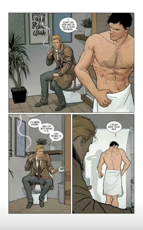 Constantine Comic, Young Justice Robin, Constantine Hellblazer, Superman X Batman, Dc Fanart, Bruce Wayne Batman, Batfamily Funny, Superman X, King Shark