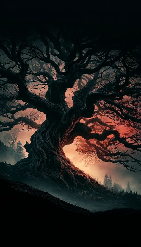 The haunted gnarl Moody Trees, Dark Forest Landscape, Evil Tree, Scary Trees, Gothic Tree, Scary Forest, Creepy Woods, Tree Hollow, Scary Tree