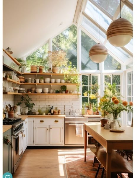 Cottagecore Kitchen Remodel, Colourful Cottage Kitchen, Small Cottage Kitchens, Cozy Bungalow, Cottage Ranch, Cottage Minimalist, Maine Cabin, Cottage Kitchen Ideas, Minimalist Cottage