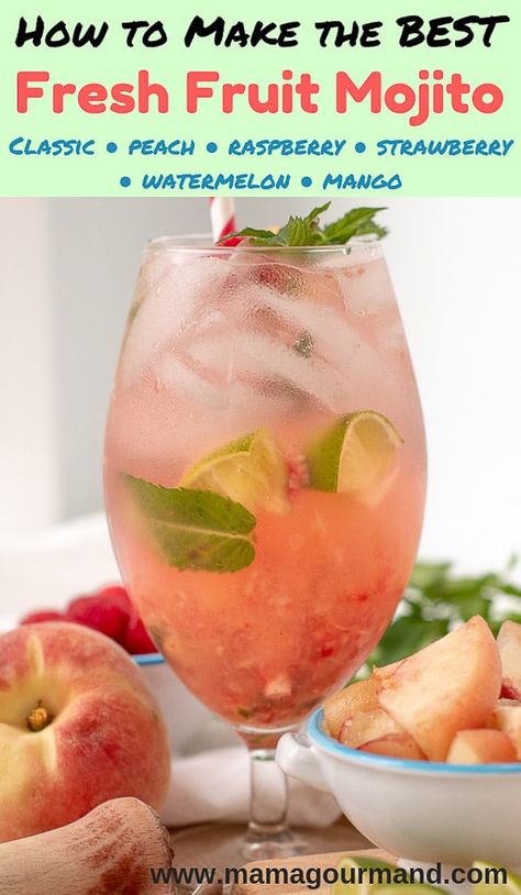 Raspberry Mojito Recipe, Mojitos Recipe, Peach Mojito, Mojito Recipe Pitcher, Best Mojito Recipe, Fruit Mojito, Mojito Recipe Classic, Classic Mojito, Spicy Candy